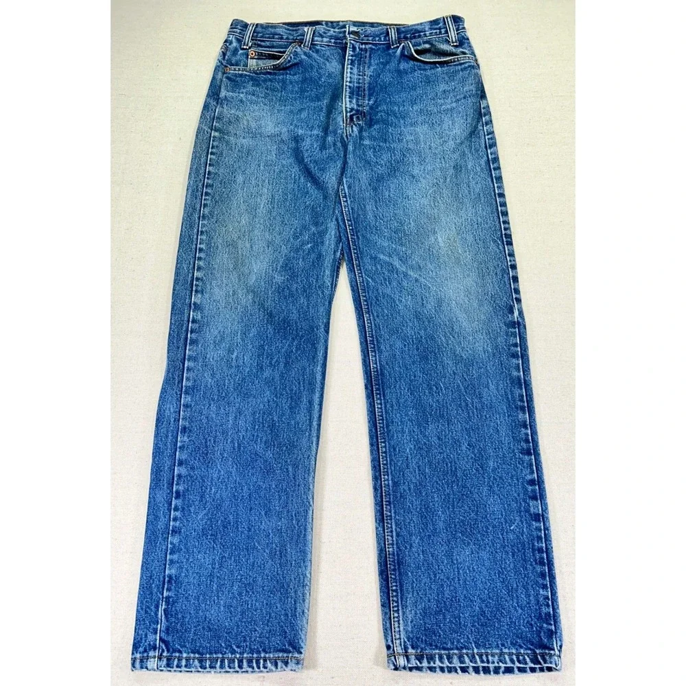 Vintage Levi's 505 Men's 36 Orange Tab Denim Blue Jeans Straight Leg